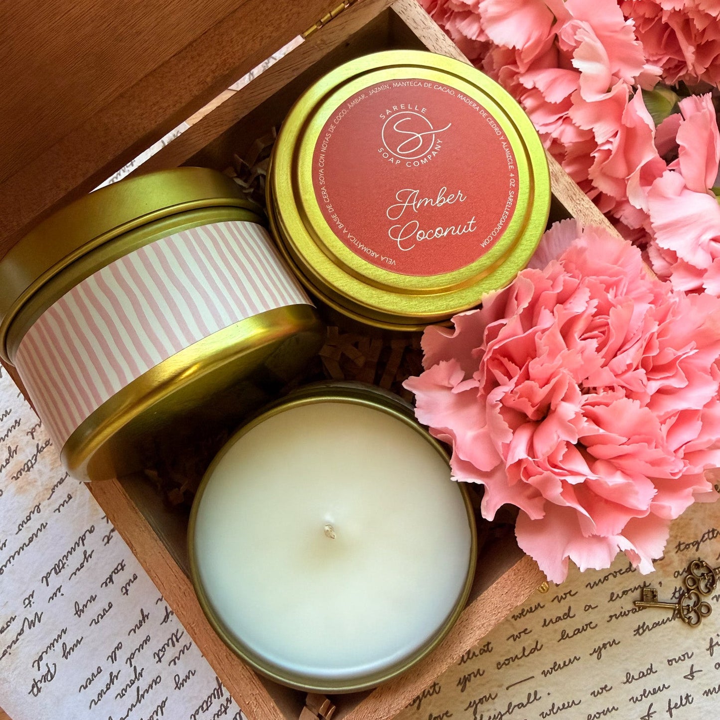 Vela Aromática Amber Coconut, 4 oz