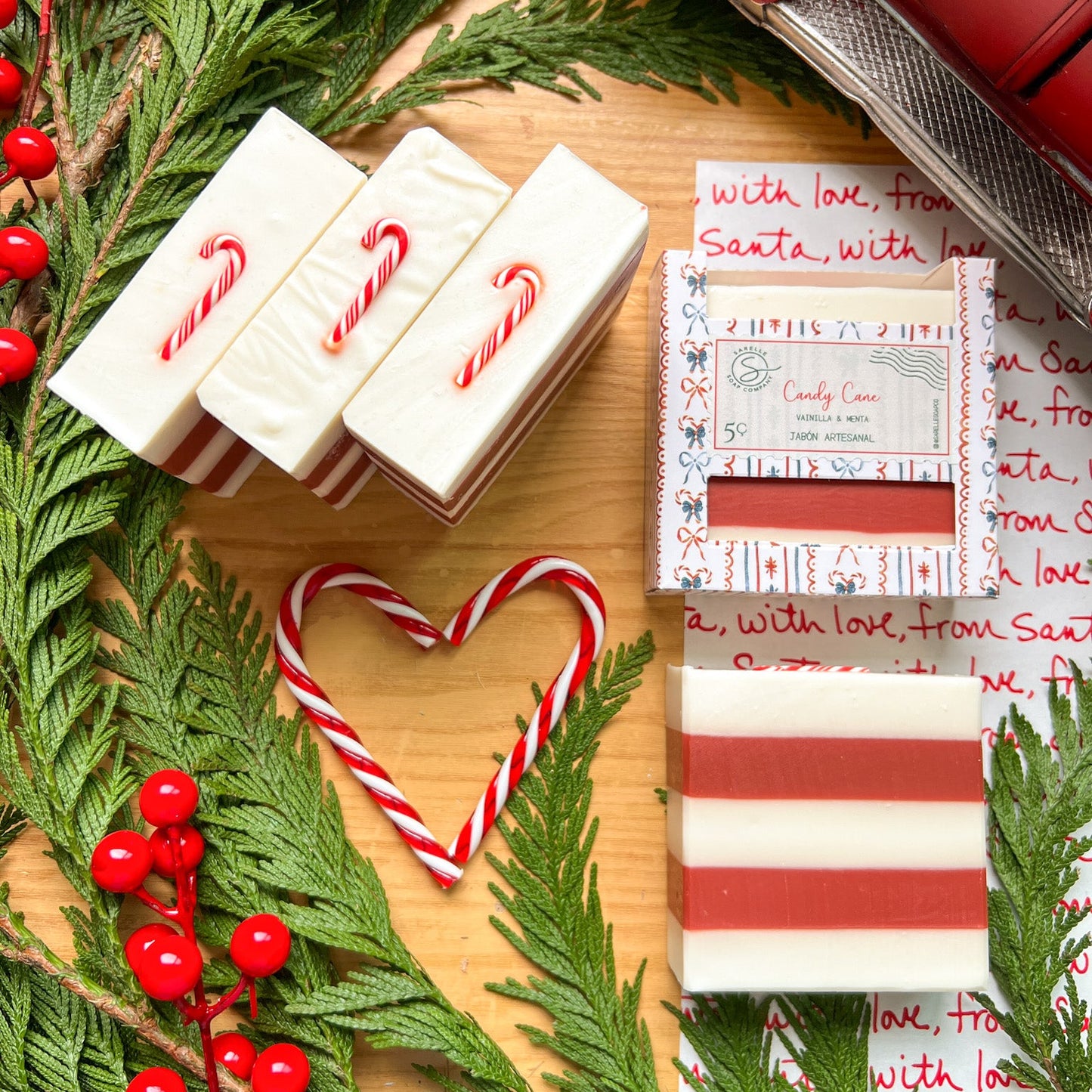 Jabón Artesanal Candy Cane, 5 oz